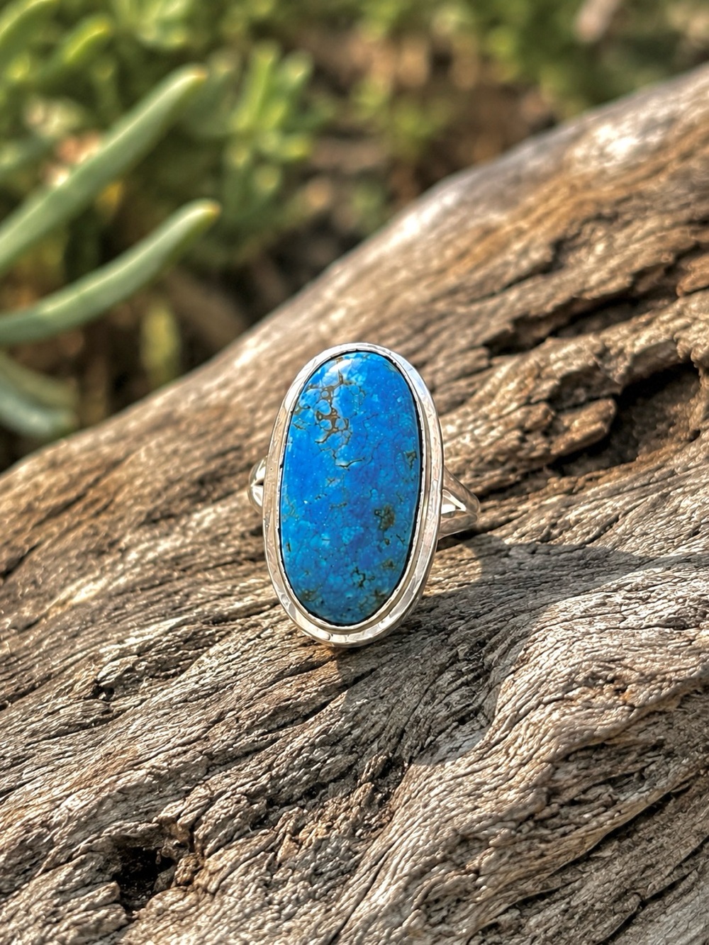 Handcrafted Turquoise 925 Sterling Silver Ring Sz 7